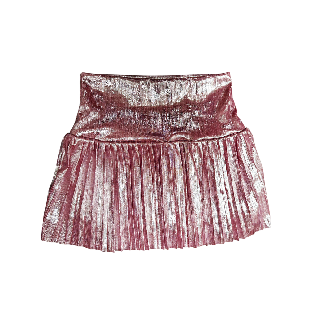 METALLIC DROP WAIST PLEATED SKORT
