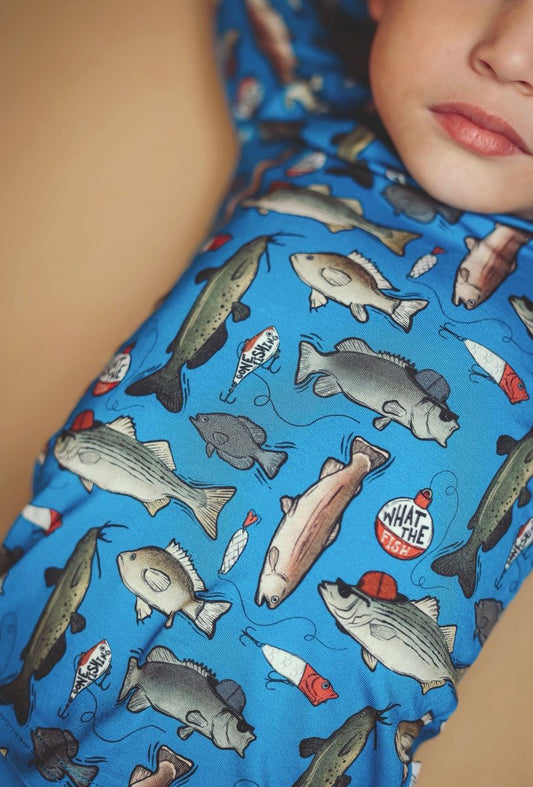 Wishin I Was Fishin' Blue 2 Piece Pajama Set