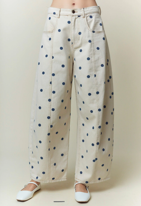 Cream/Navy Dot Jean
