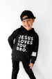 Jesus Loves You Bro Black Kid's Hoodie