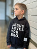 Jesus Loves You Bro Black Kid's Hoodie