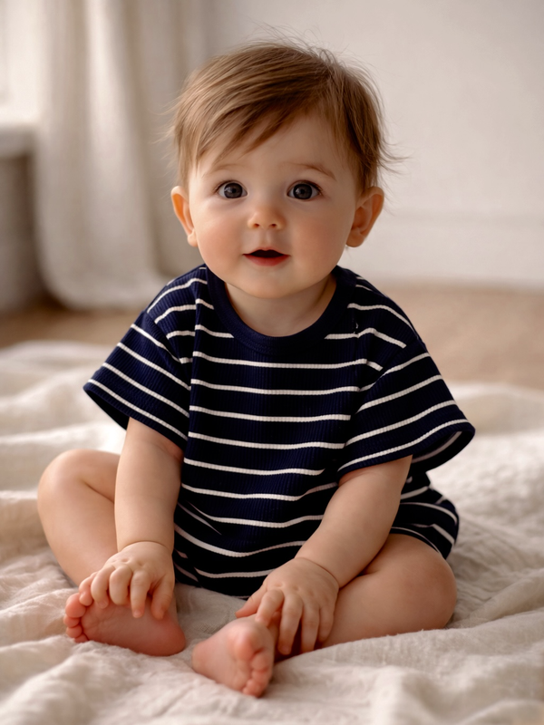 Black/White Stripe / Ribbed T-Shirt Bubble