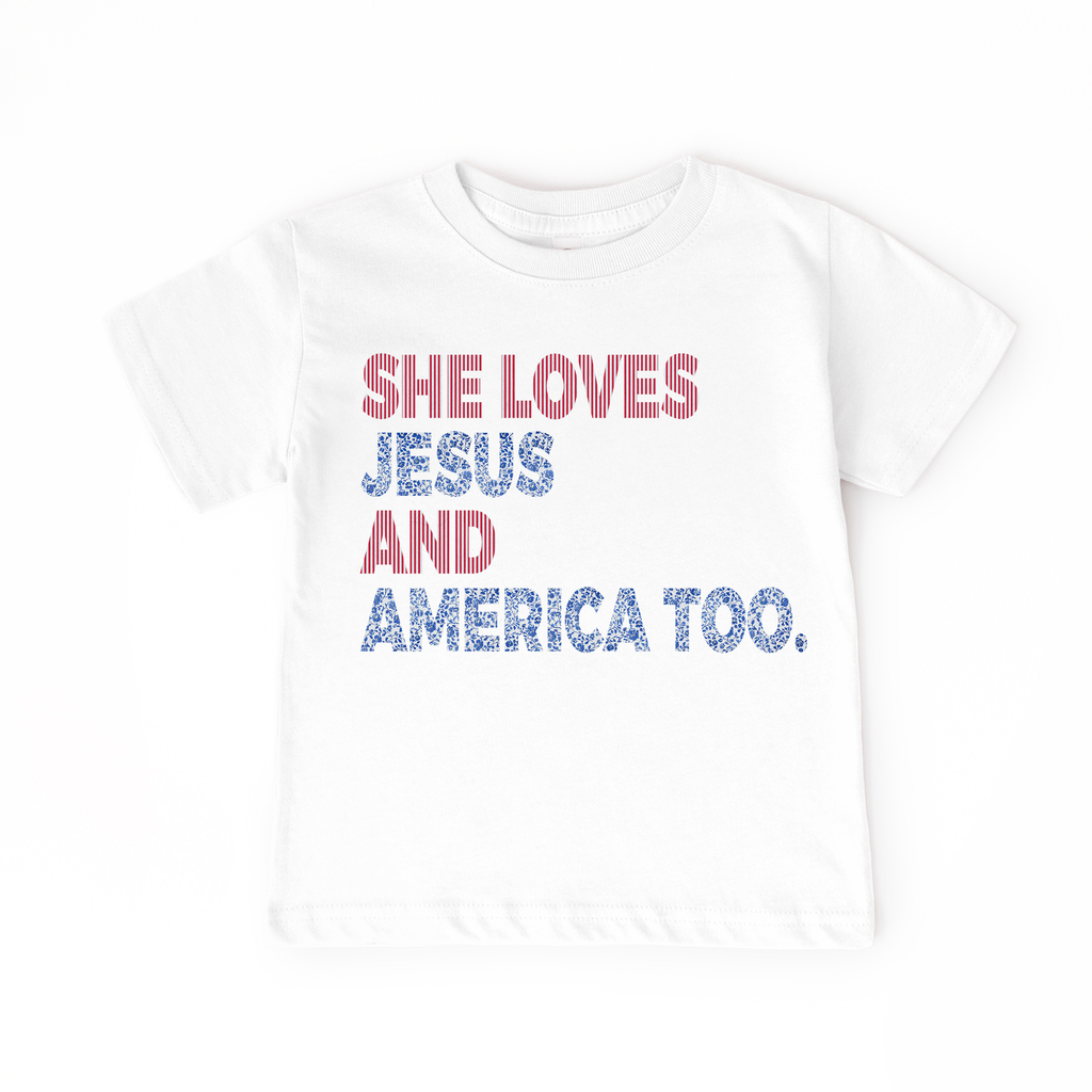 Girls 4th of July Tee | Loves Jesus and America Too
