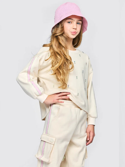French Terry Sweatshirt w/ Rhinestone Embellishments