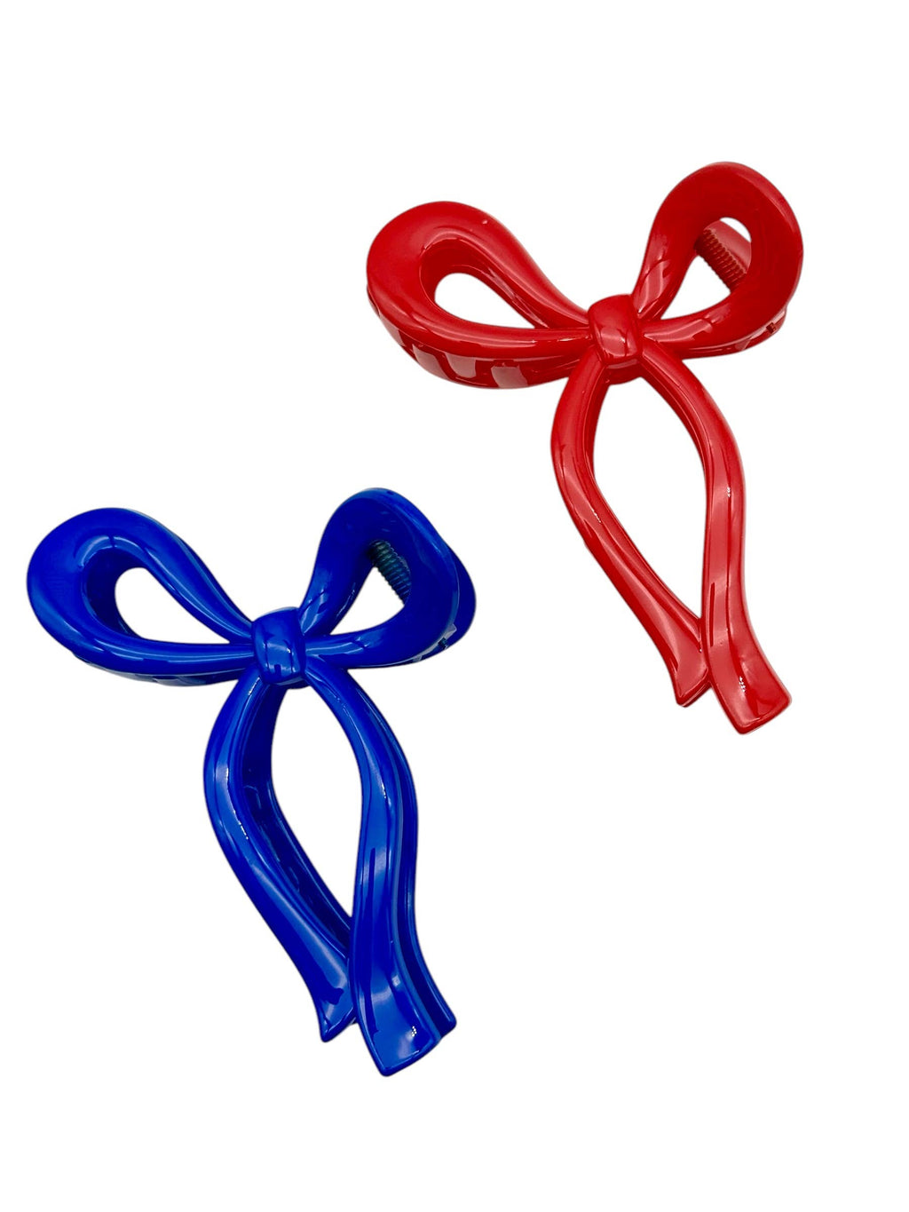 Red and Blue Bow Ribbon Hair Claws 4th of July Patriotic