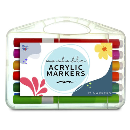 Magic Stix, Washable Acrylic Markers, 12 Pack