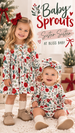 BABY GIRL LONG SLEEVE BODYSUIT DRESS SET - POINSETTIA
