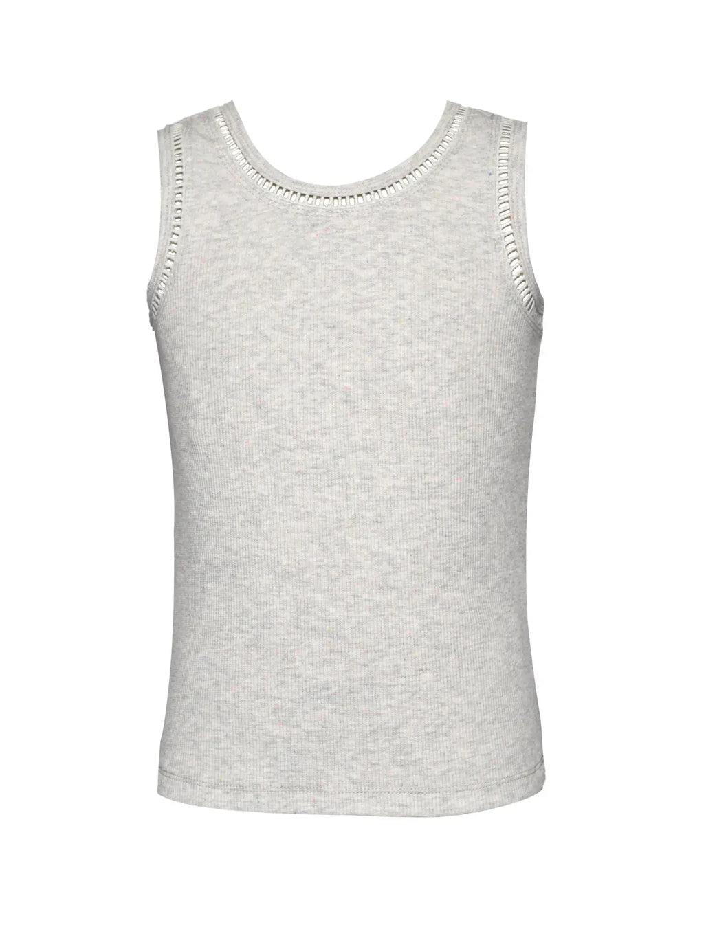 Ribbed Tank Top w/ Embroidered Trim