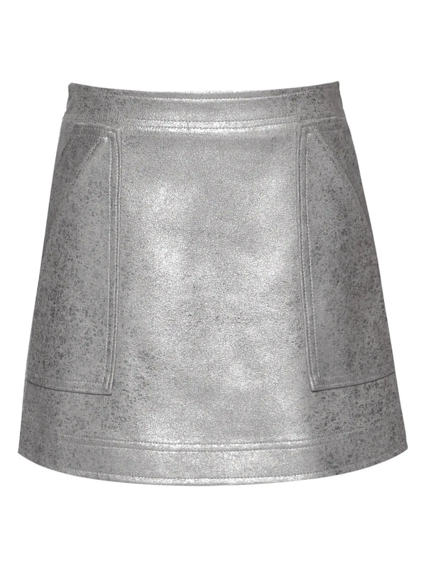 Shimmer Foil Faux Leather Aline Skirt