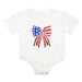 Patriotic Sequin Bow Patch Short Sleeve Romper