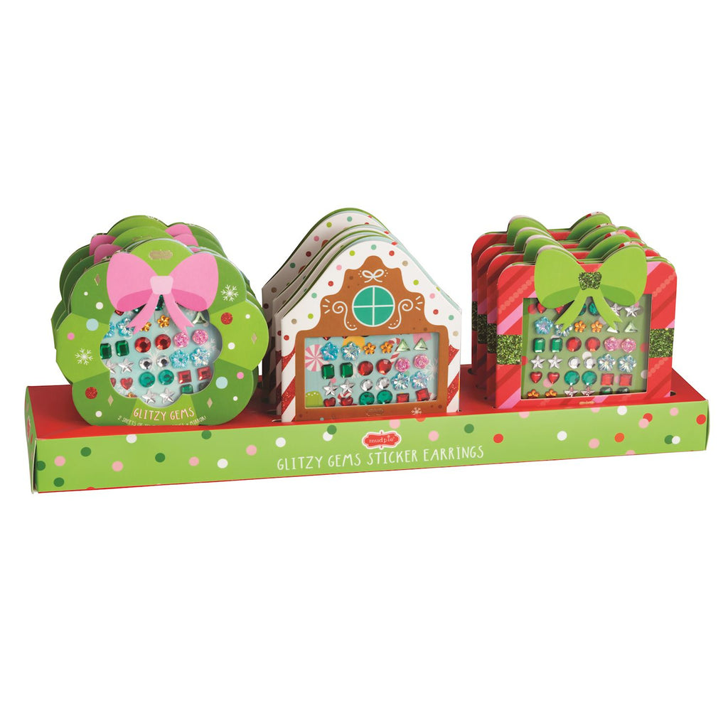 Christmas Glitzy Gems Sticker Earrings