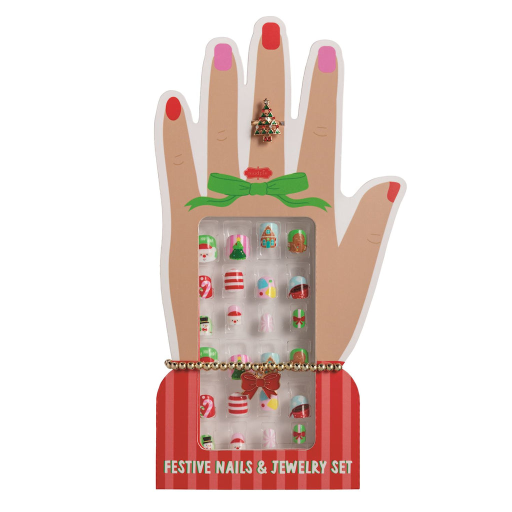 Red Christmas Nails & Jewelry Set