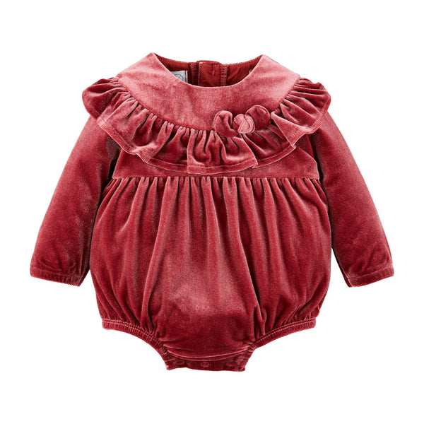 Berry Velvet Baby Romper