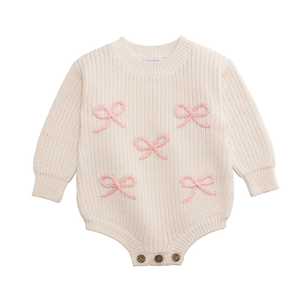 Bow Chainstitch Baby Sweater Bubble