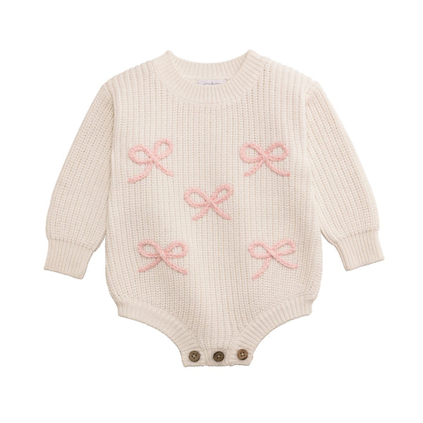 Bow Chainstitch Baby Sweater Bubble