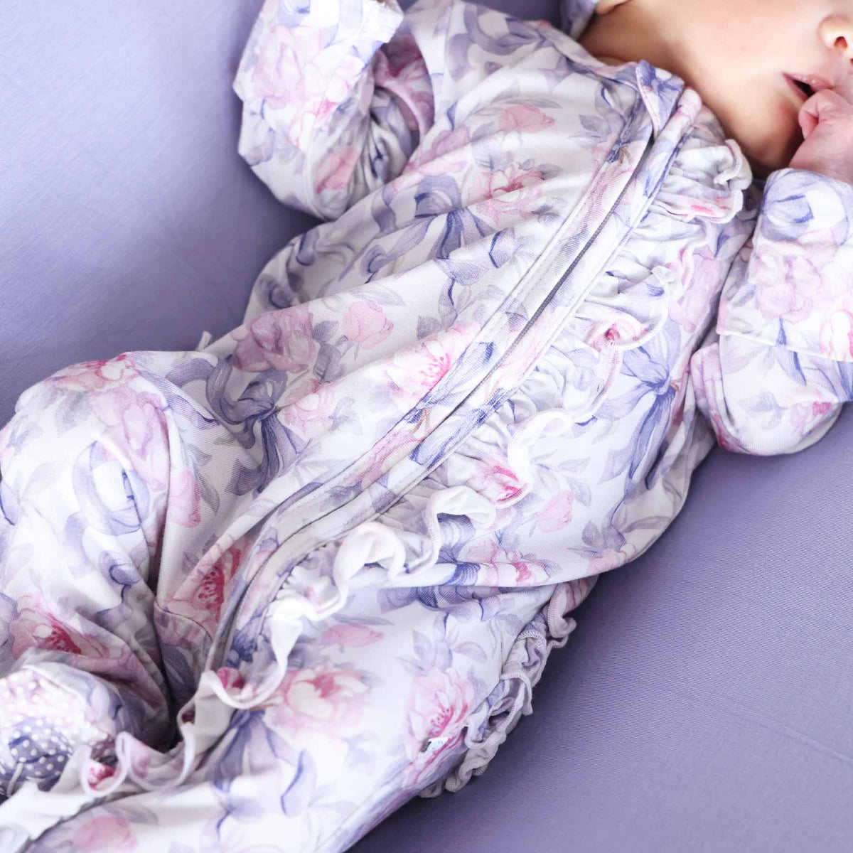Leighton's Lavender Ruffle Zipper Footie