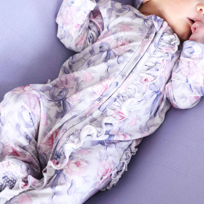 Leighton's Lavender Ruffle Zipper Footie