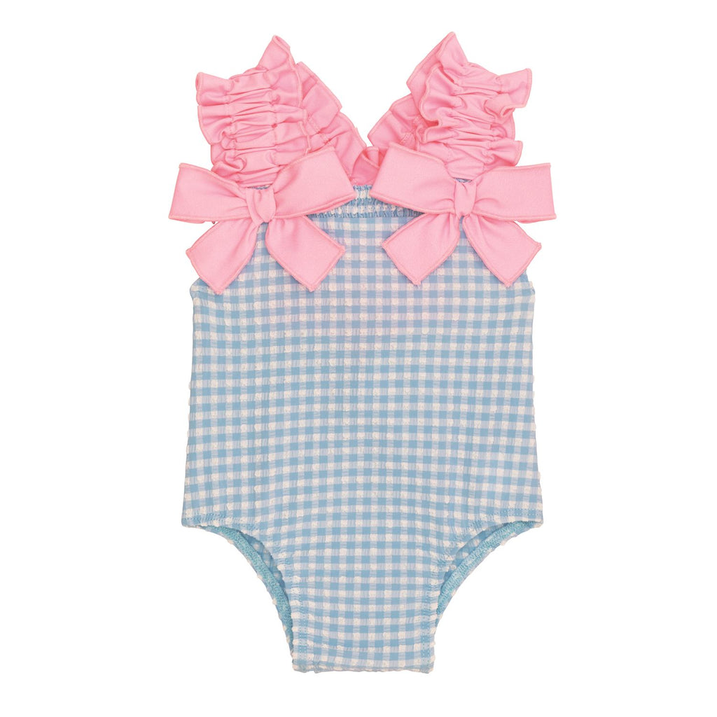 Blue Crinkle Checker Baby Swimsuit