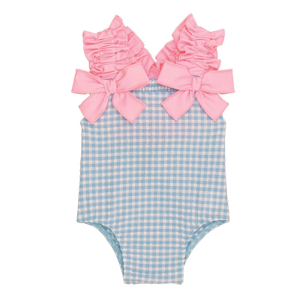 Blue Crinkle Checker Baby Swimsuit