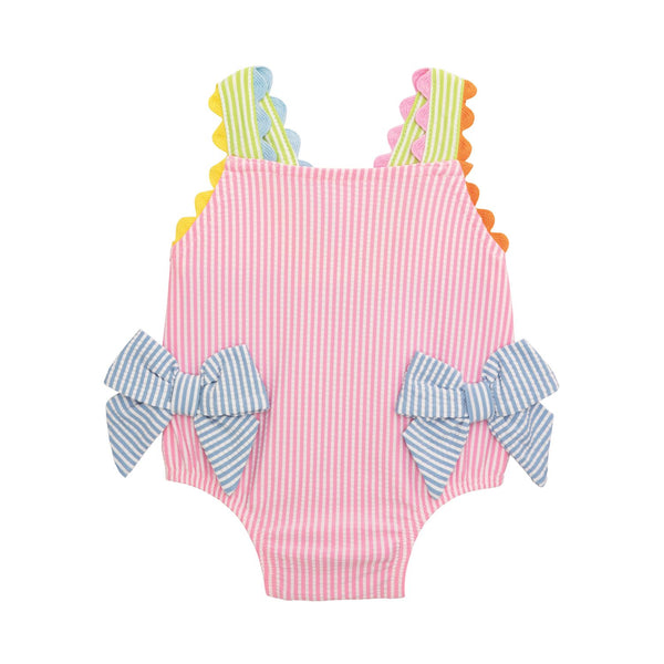 Seersucker Bow Baby Swimsuit