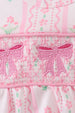 Pink floral bow smocked bubble
