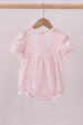 Pink floral bow smocked bubble
