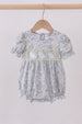 Floral bunny smocked bubble