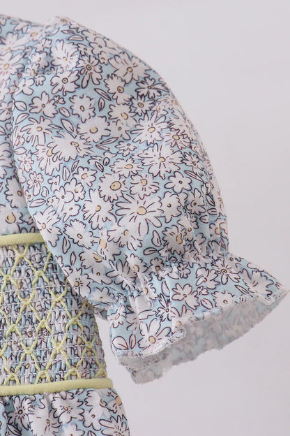 Floral bunny smocked bubble