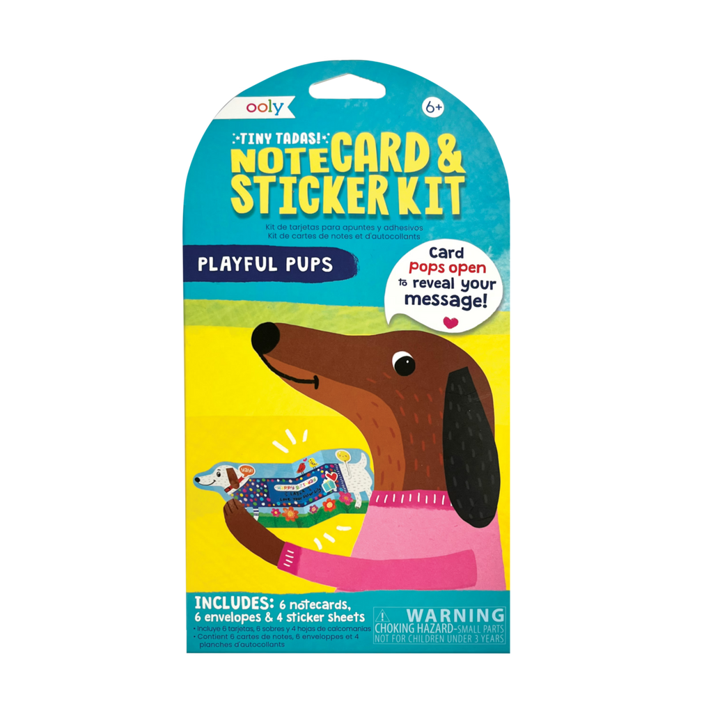tiny tadas! note cards and sticker set - playful pups
