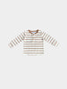 Boy's Long Sleeve Henley Shirt - Toffee Stripe