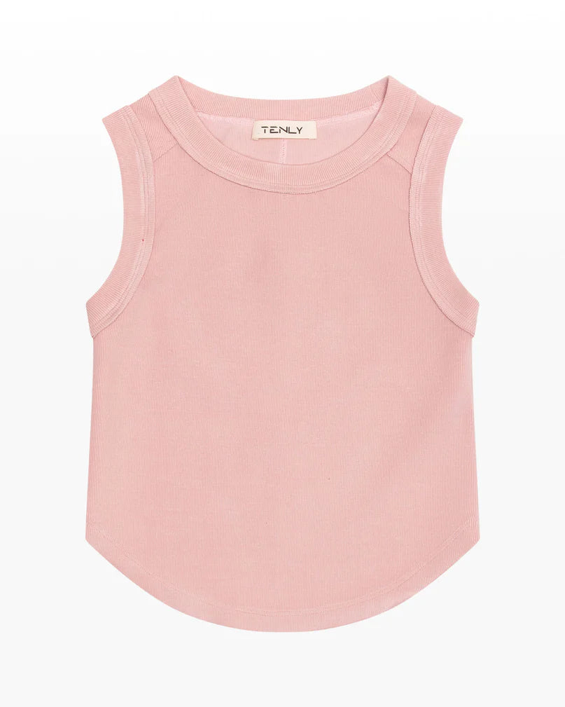 RIBBED EXPOSED SEAM TANK TOP ballet pink