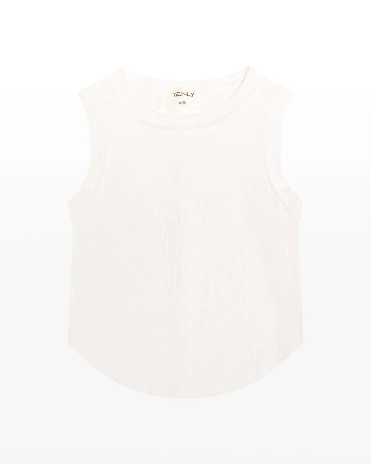 RIBBED EXPOSED SEAM TANK TOP - Ecru
