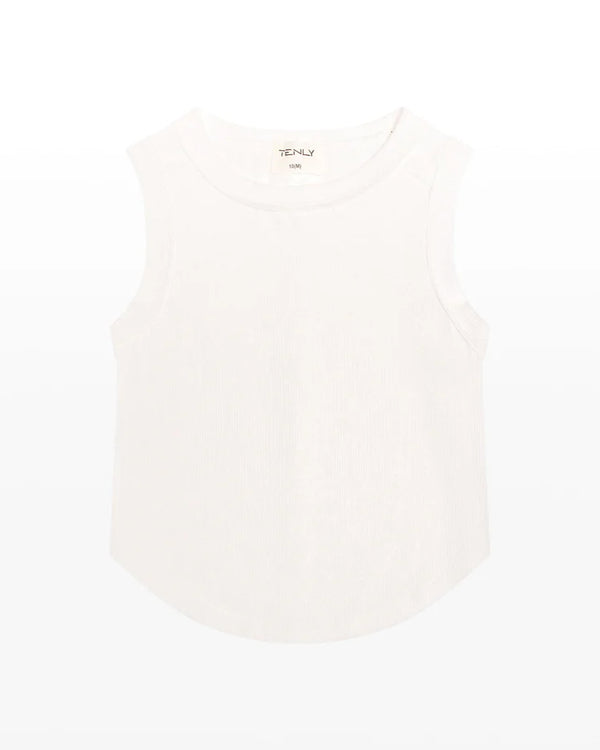 RIBBED EXPOSED SEAM TANK TOP - Ecru
