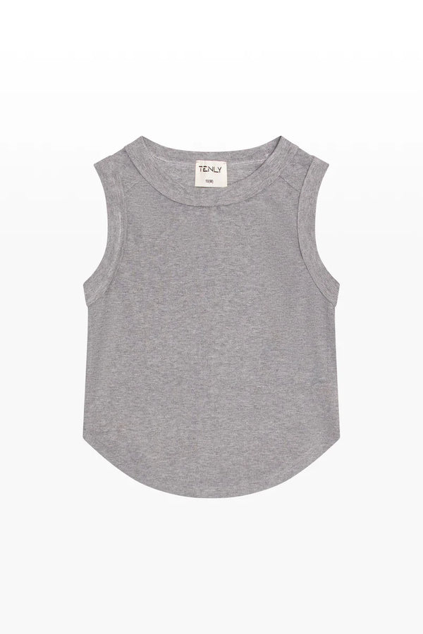 RIBBED EXPOSED SEAM TANK TOP -  LT HT GREY