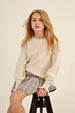 KNITTED SWEATER WITH RUFFLED CUFFS