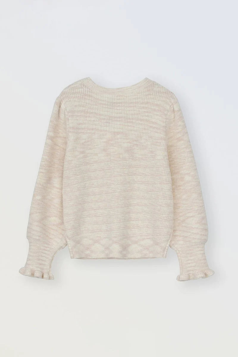 KNITTED SWEATER WITH RUFFLED CUFFS