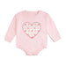 Dainty Rose Pearl Heart Patch Long Sleeve Romper - Baby