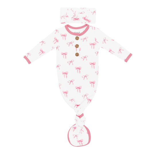 Knotted Gown with Bow Set in Bow Newborn
