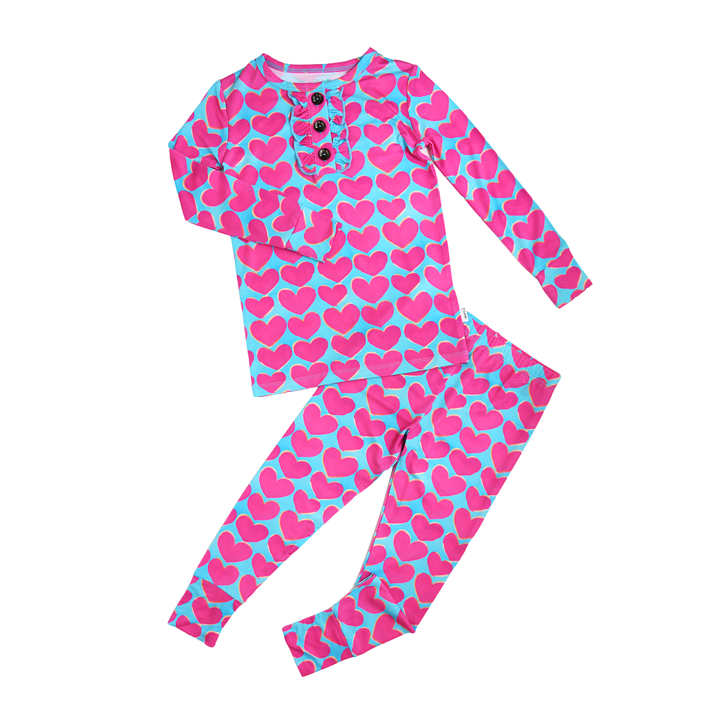 Cora RUFFLE TWO PIECE Valentines Day Bamboo Lounge Set