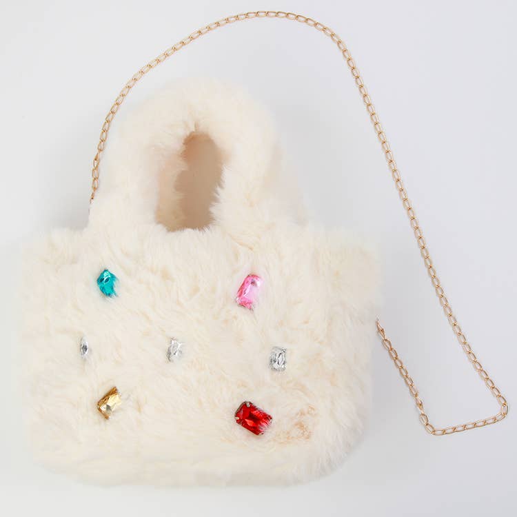Fur Jewel Purse : Cream