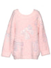 Sequin Bow Fuzzy Sweater - Pink