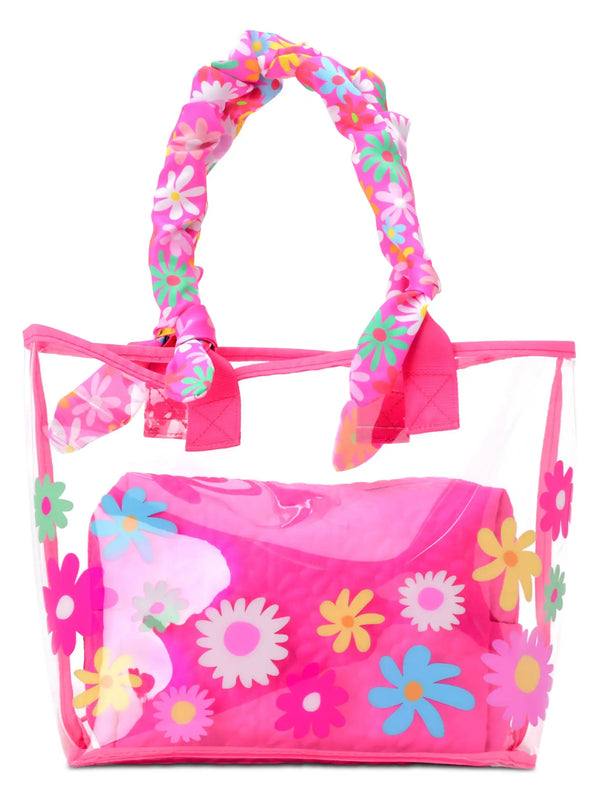 Puffy Flowers Clear Tote 2-PIECE Set