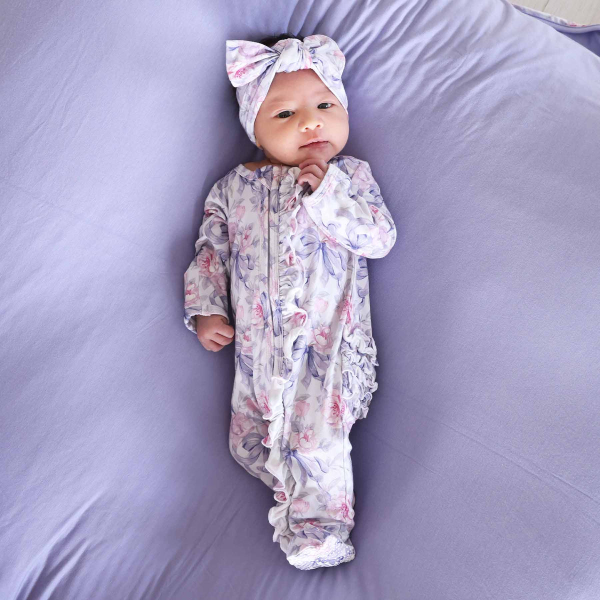 Leighton's Lavender Ruffle Zipper Footie