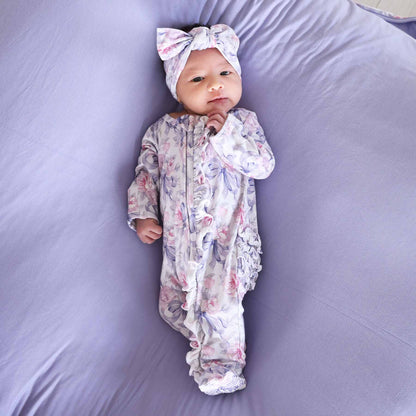 Leighton's Lavender Ruffle Zipper Footie