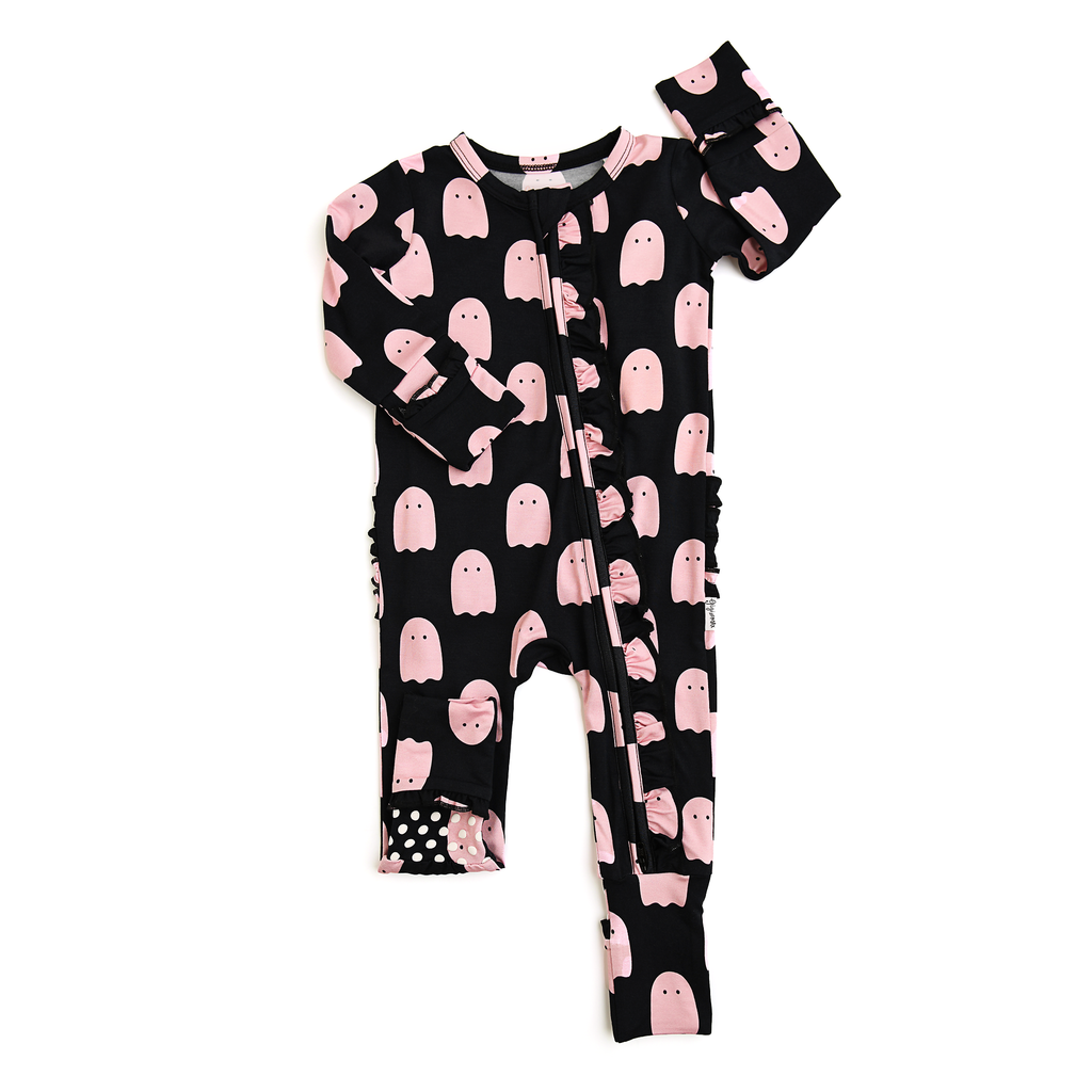 Black & Pink RUFFLE ZIP Bamboo pj