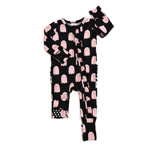 Black & Pink RUFFLE ZIP Bamboo pj