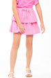 Embroidered Eyelet Tiered Ruffle Skort - Pink