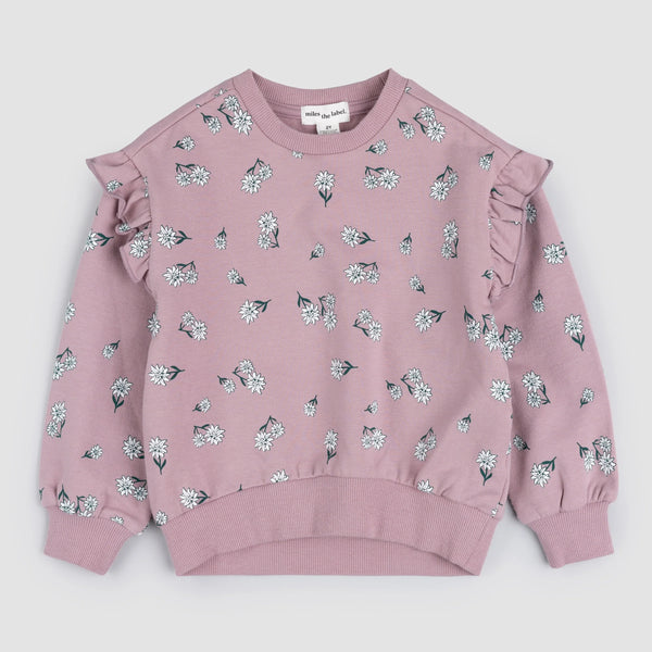 Poinsettia Print on Elderberry Sweatshirt