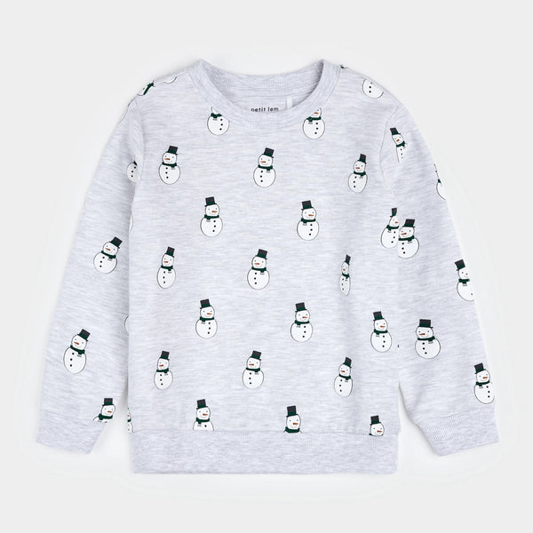 Merry Snowmen on Light Grey Fleece Sweatshirt