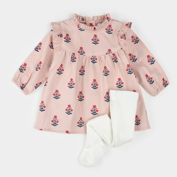 Poppy Print on Rose Brushed Twill Dress Set